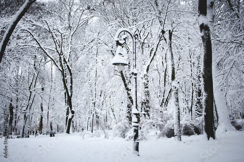 A snow-capped lantern