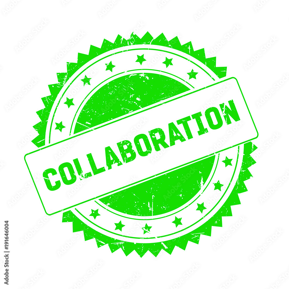 Collaboration green grunge stamp isolated