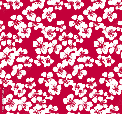 Red pattern with white saku...