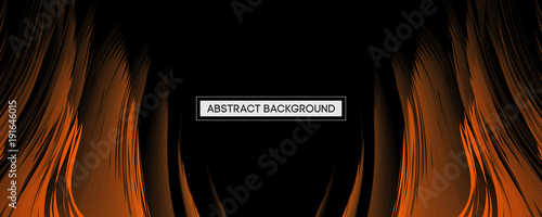 Abstract Design Orange Feather on Black Background | Wide Angle Vector Illustration