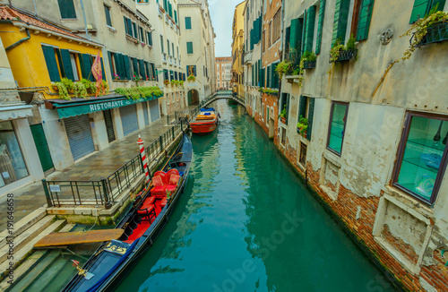 Venezia small canal lagoon City in winter Travel europe Italy