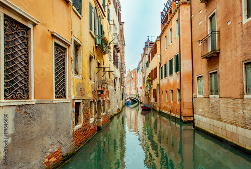 Venezia small canal lagoon City in winter Travel europe Italy