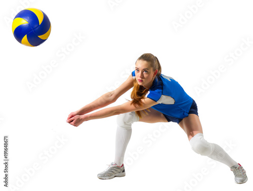 Young woman volleyball player (with ball version)