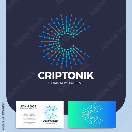 Clever and creative dots or point crypto letter c logo smart and idea logotype