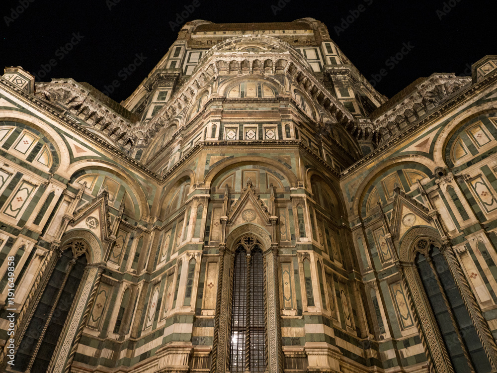 Florence Cathedral (Duomo - Basilica di Santa Maria del Fiore) at night. Italy, January, 2018