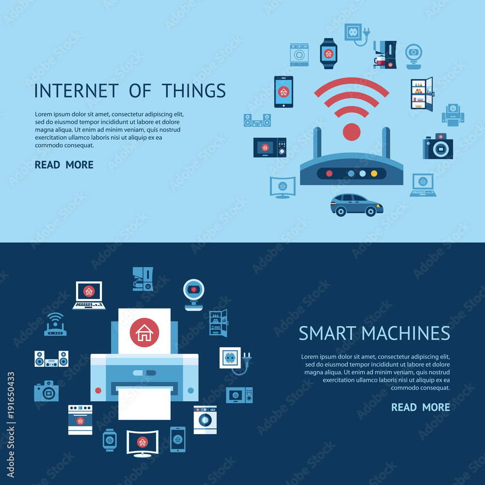Digital vector flying internet of things concept Digital vector flying internet of things concept