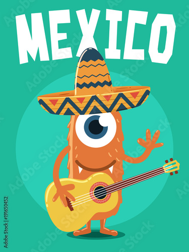 Monster with Sombrero and Guitar