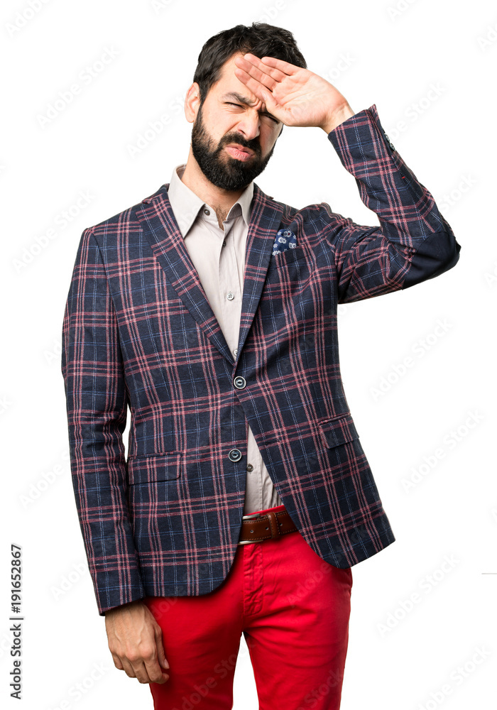 Well dressed man with fever on white background Well dressed man with fever on white background