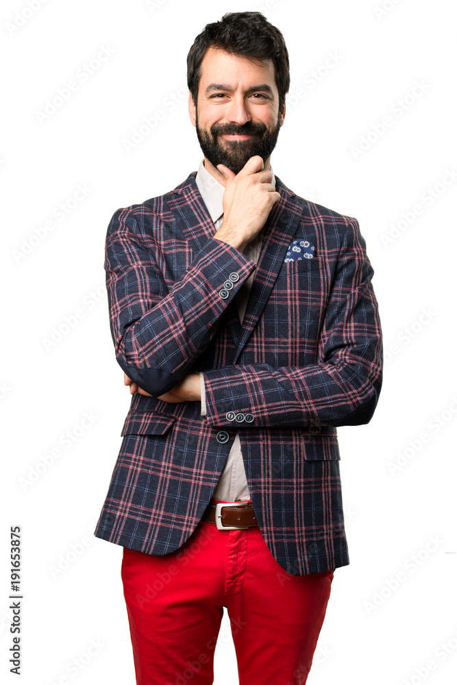 Well dressed man thinking on white background Well dressed man thinking on white background
