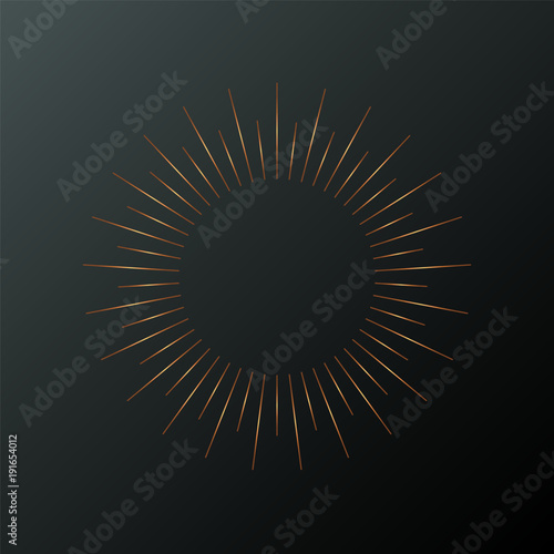 Sun rays icon. Linear drawing. Vintage and hipster sun rays