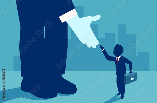 Businessman getting help from investors