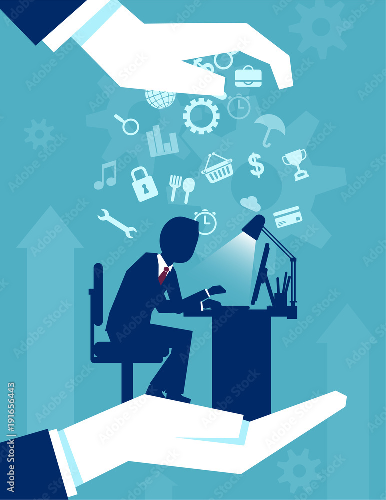 Business man having job insurance Business man having job insurance