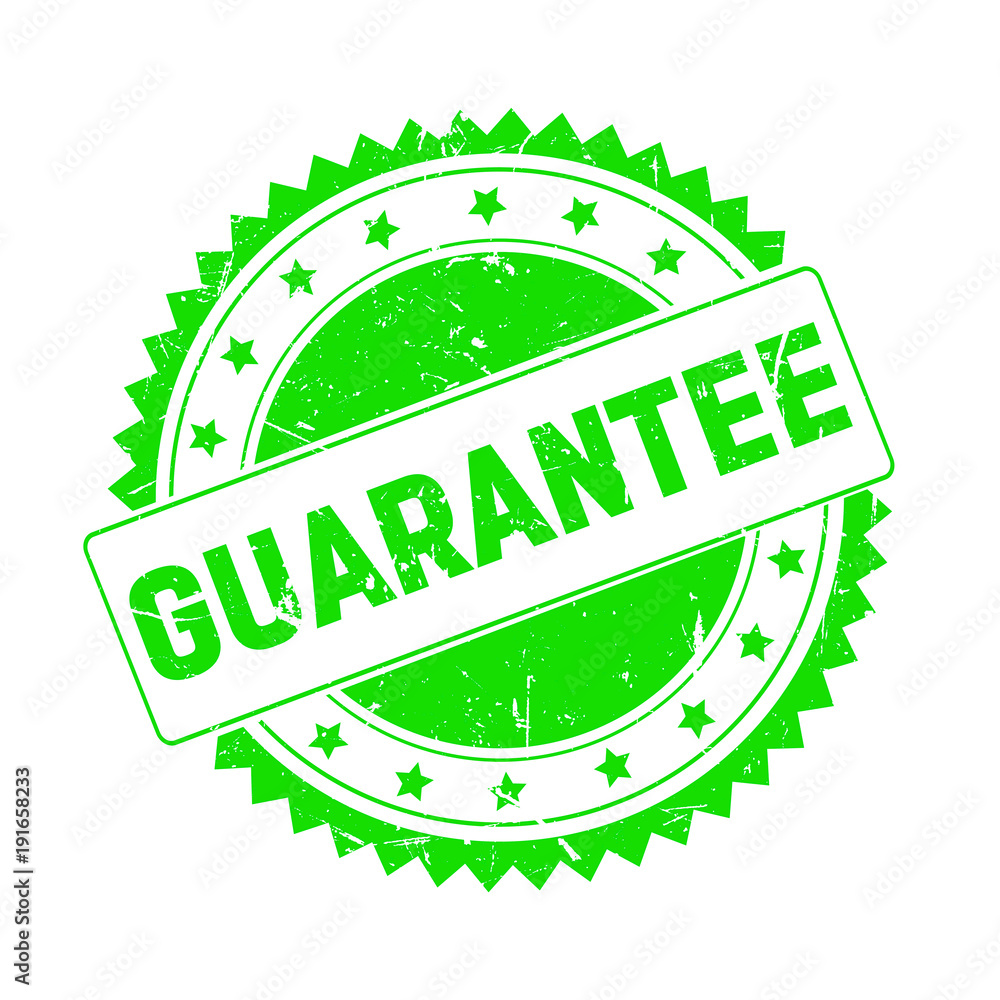 Guarantee green grunge stamp isolated