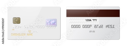 Highly detailed realistic glossy credit cards mock up set