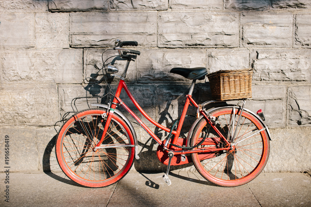 Red bicycle on street