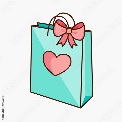 Doodle gift bag with bow and heart