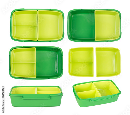 Photos Epmty lunch box isolated on white background
