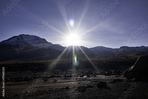 Sunrise Over Geyser Field and the Andes Mountain Range