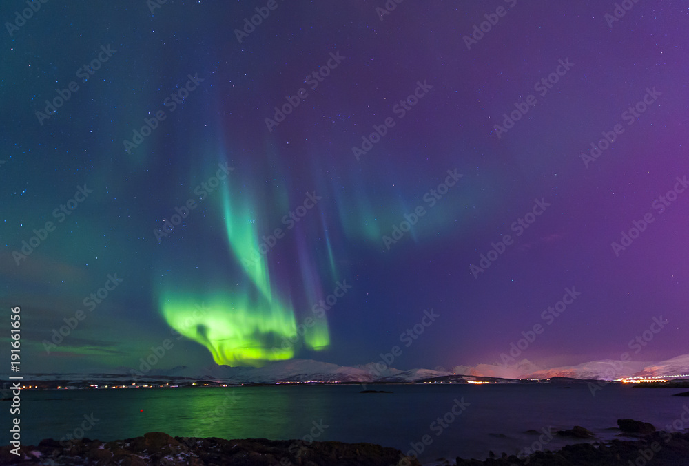 The polar lights in Norway. Tromso