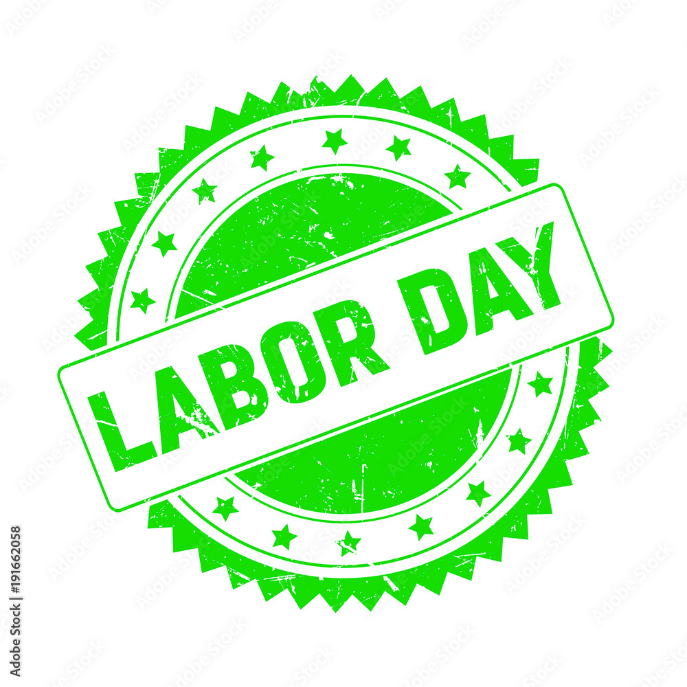 Labor Day green grunge stamp isolated