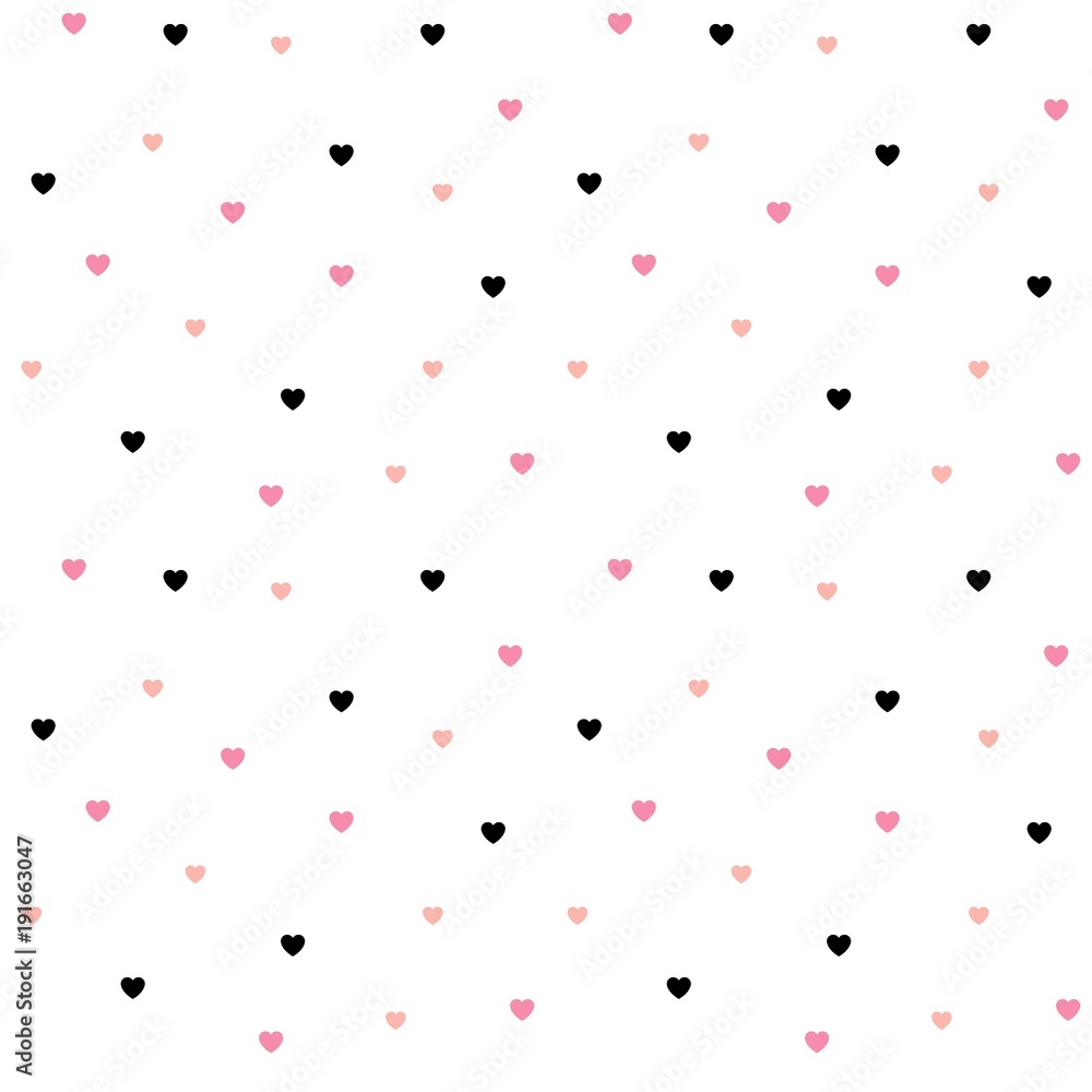 Seamless polka dot pink hearts pattern