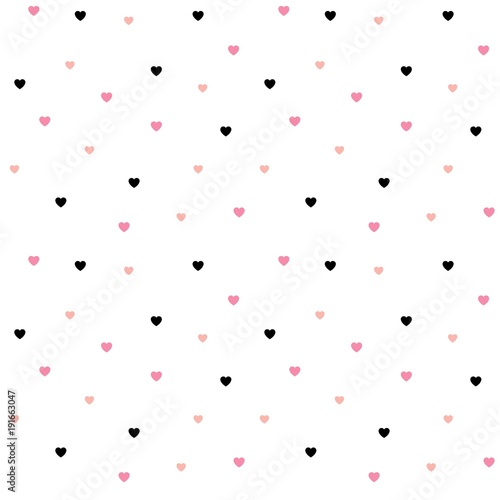 Seamless polka dot pink hearts pattern