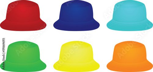 Colorful fisherman hat set. vector illustration