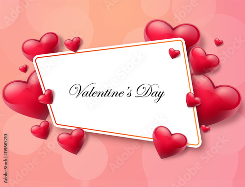 2018 Valentine's day background with textbox and beautifull hearts. Vector illustration