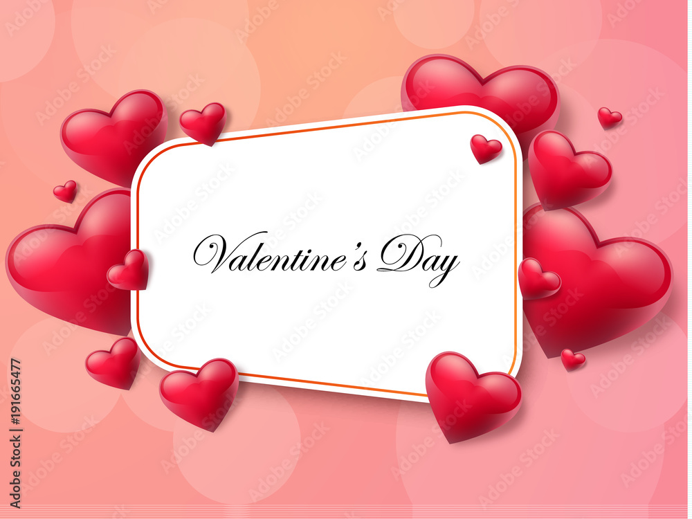 2018 Valentine's day background with textbox and beautifull hearts. Vector illustration