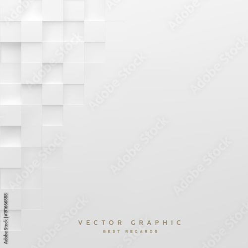 Abstract white square background. Geometric minimalistic cover design. Vector graphic.
