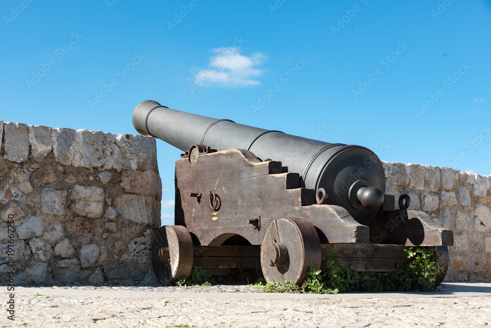 Ancient bronze cannon in Ibiza