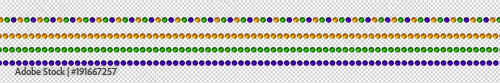 Vector realistic isolated beads for Mardi Gras for decoration and covering on the transparent background. Concept of Happy Mardi Gras.