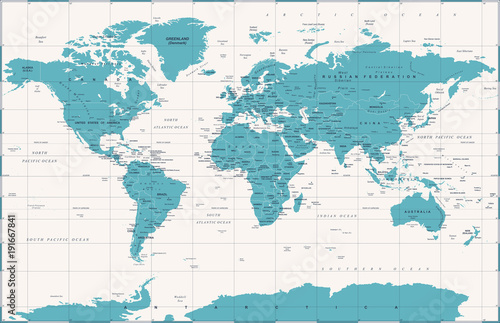 Fototapeta Naklejka Na Ścianę i Meble -  Political Vintage World Map Vector