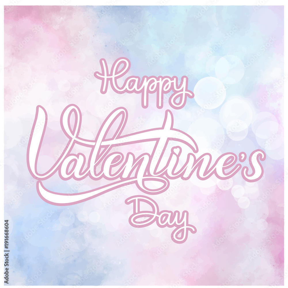 Happy Valentines Day romantic text, Calligraphic i loveyou lettering.