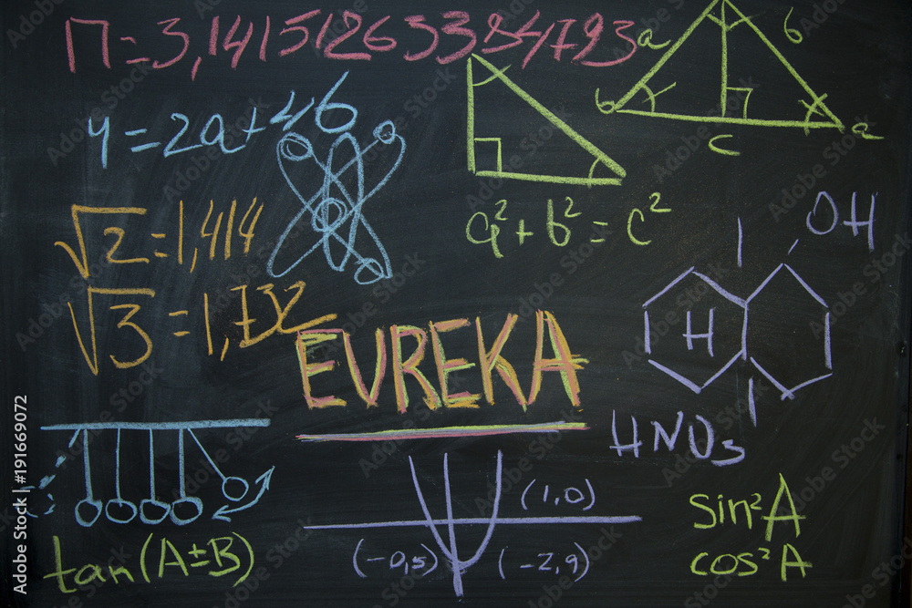 Eureka inscription on a black chalkboard Eureka inscription on a black chalkboard