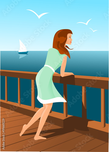 Beautiful woman on a seaside
