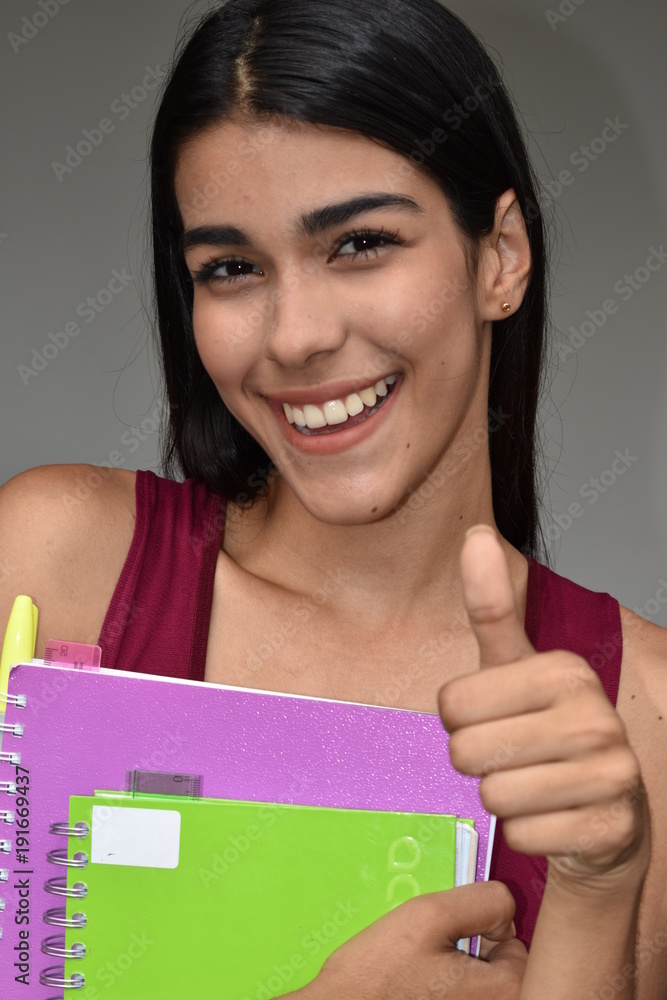 Pretty Girl Student With Thumbs Up Pretty Girl Student With Thumbs Up
