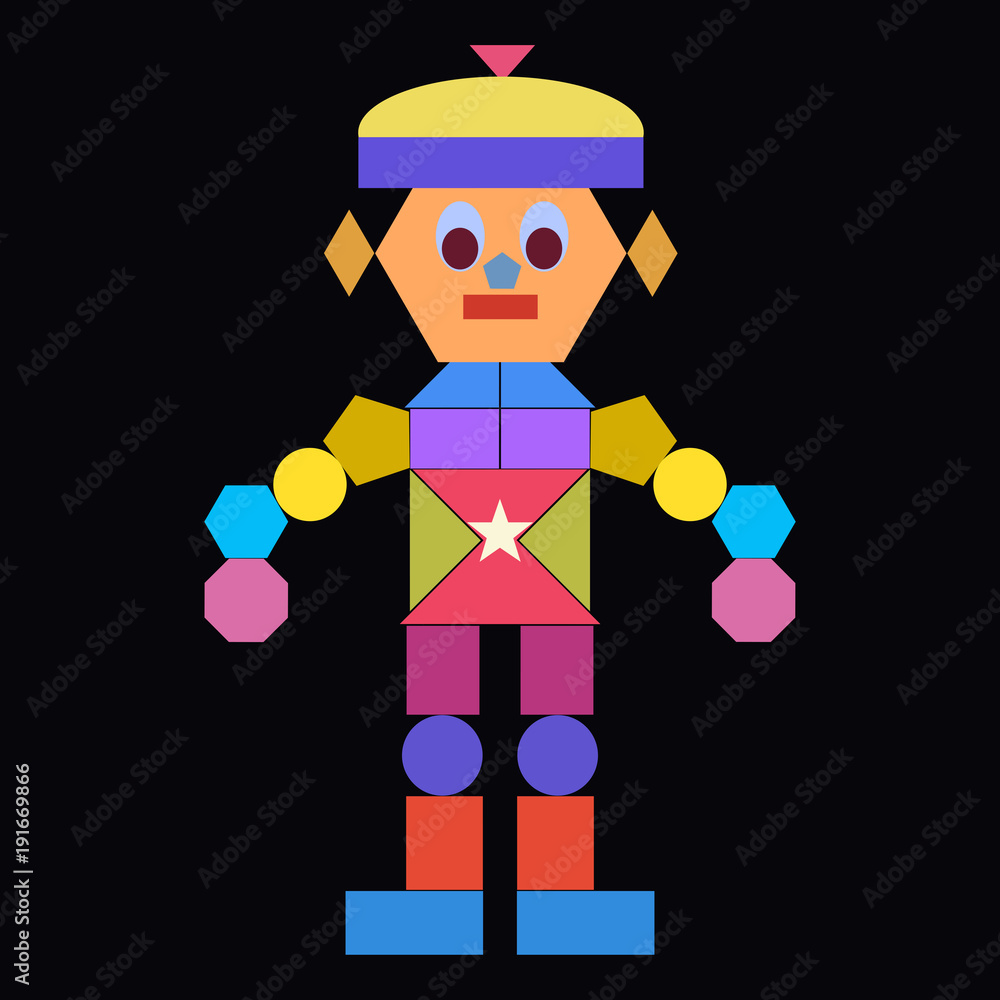 Fototapeta premium Funny robot from geometric shapes