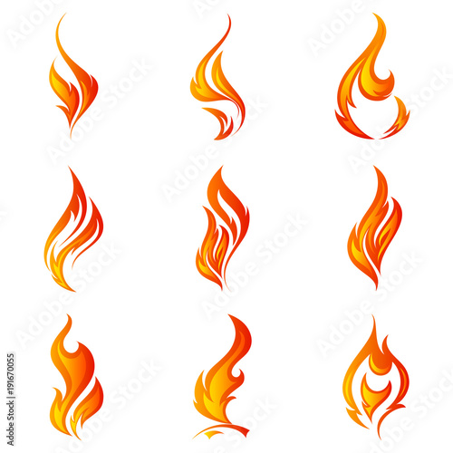 Fire flames. Collage.
