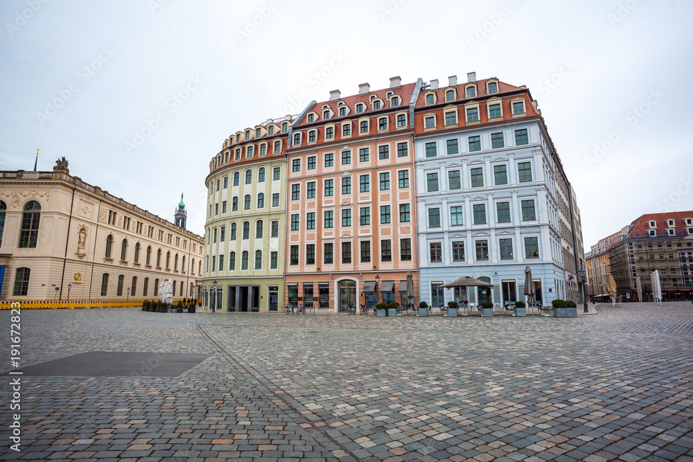 Colourful buildings at Neumarkt square in Dresden, Saxony, Germany