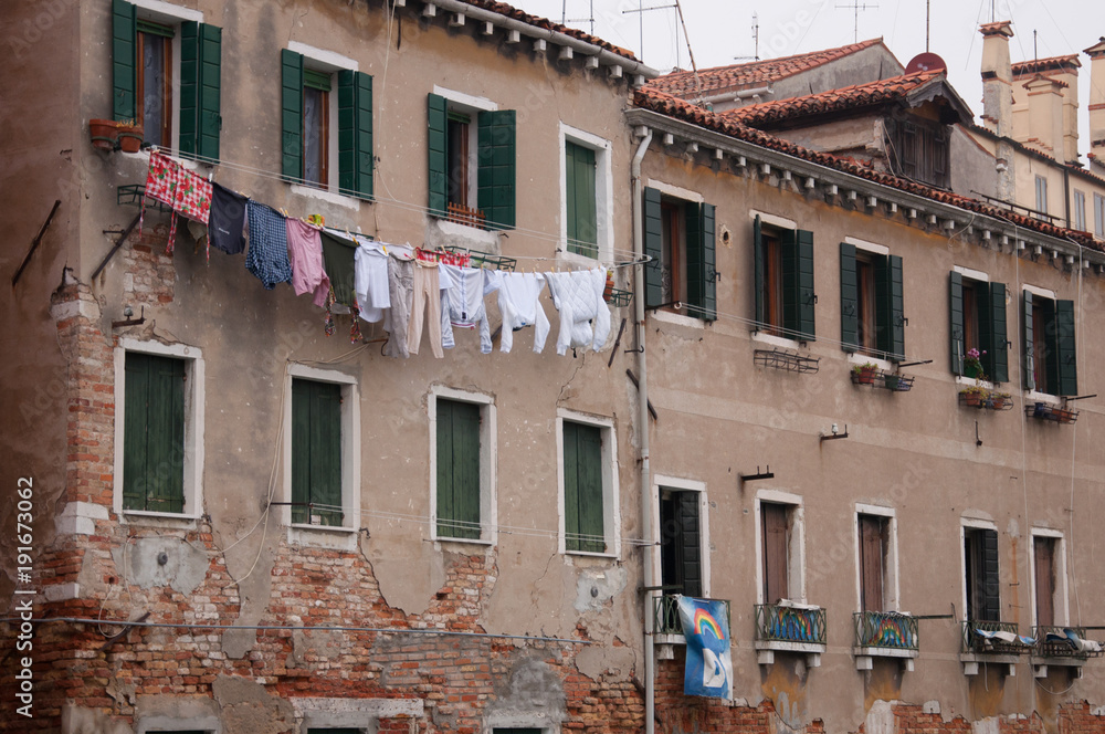 Building with clothes drying