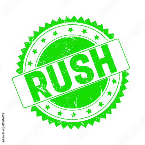 Rush green grunge stamp isolated