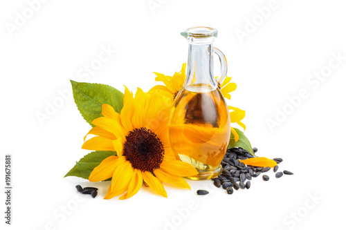 Sunflowers and sunflower oil.
