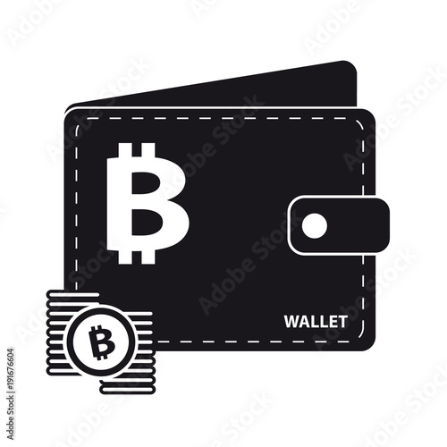 Bitcoin Wallet mit Münzen - Vektor Illustration freigestellt auf weißem Hintergrund
