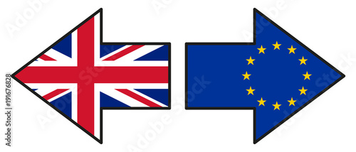 Brexit, Flags Of The United Kingdom And The European Union - Vector Illustration On White Background