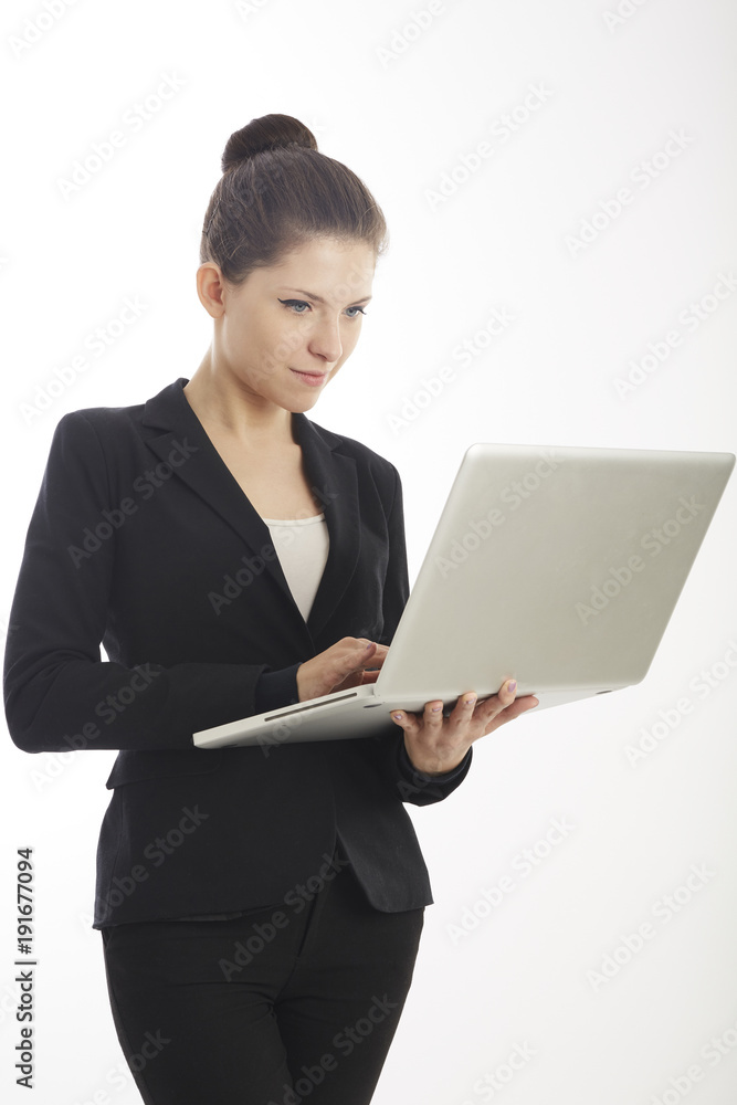 young businesswoman working on laptop computer young businesswoman working on laptop computer