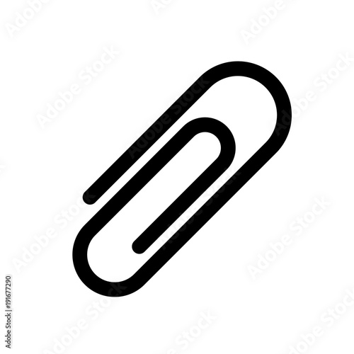 Paper clip icon. Symbol of e-mail attachment. Outline modern design element. Simple black flat vector sign with rounded corners.