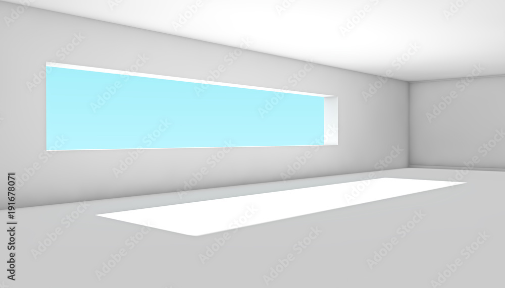 Arquitectura y diseño de interiores.Habitacion vacia para proyecto.Ventana y cielo azul.Mercado inmobiliario Arquitectura y diseño de interiores.Habitacion vacia para proyecto.Ventana y cielo azul.Mercado inmobiliario