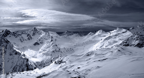 panoramic snow mountains white sky © Эльдар Гуртуев