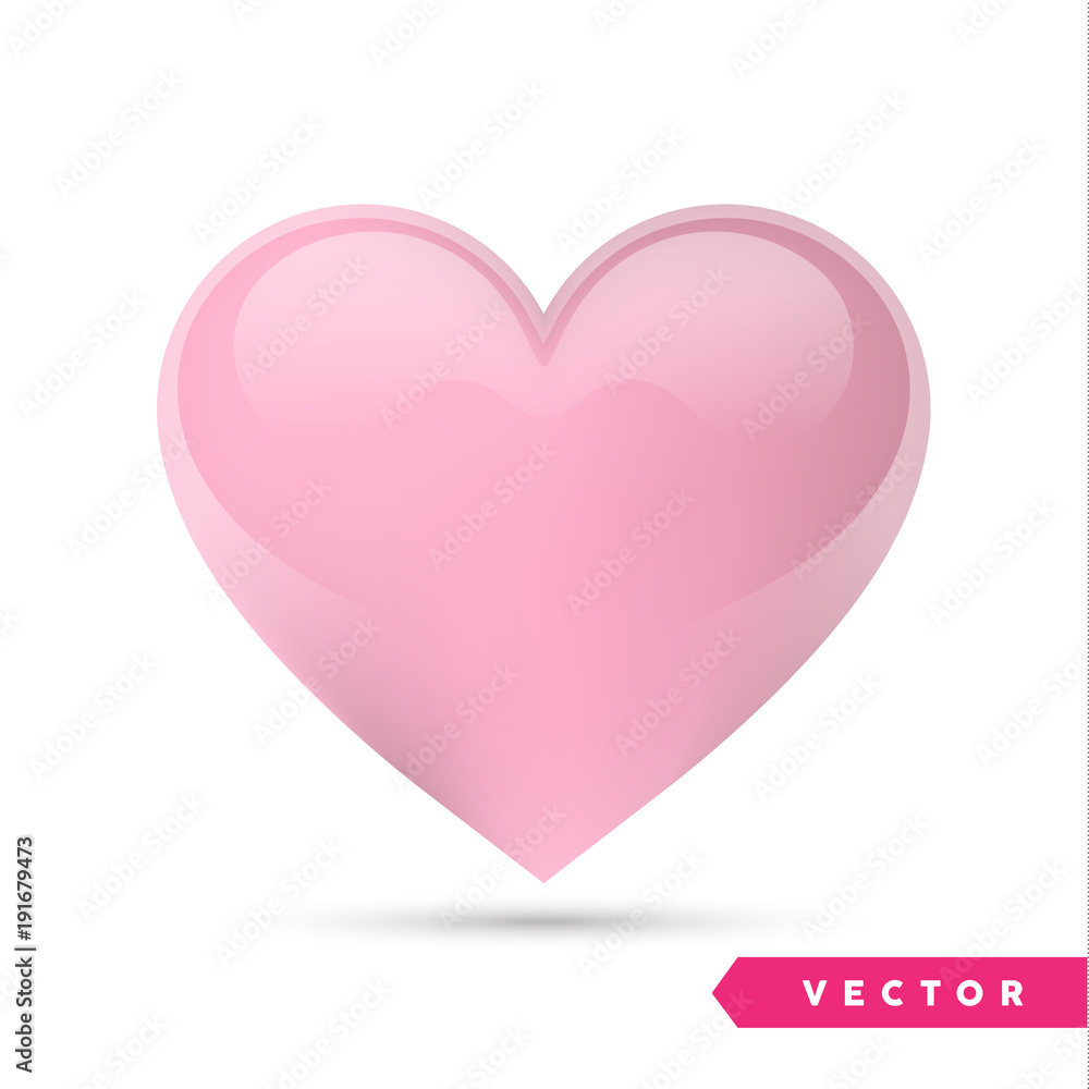 Realistic vector heart. Isolated on white. Valentines day greeting card background. 3D icon. Romantic vector illustration. Easy to edit design template for your artworks.